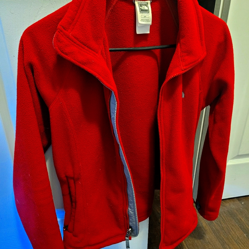 Red North Face jacket